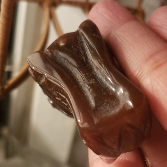 CARVED Rare STONE DRAGON HEAD PENDANT DECOR VINTAGE HANDMADE GREY BROWN - Picture 6 of 7